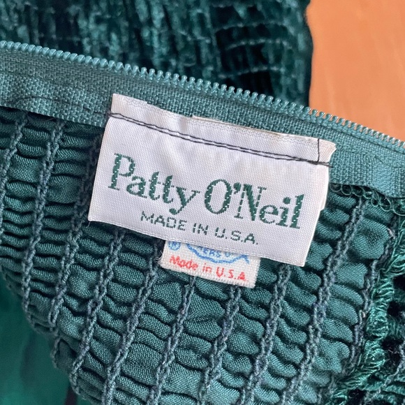 Vintage Patty O’Neil forest green crushed velvet & taffeta party dress, size 6 - Picture 8 of 11